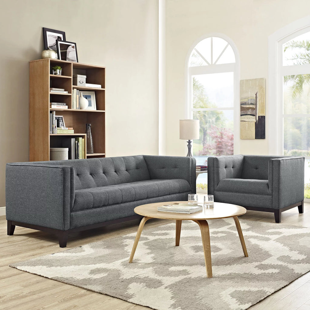 Grey Fabric Sofa Set of Two B651