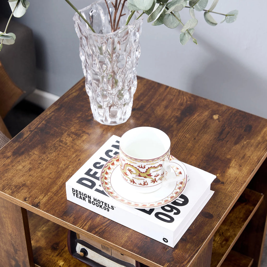 3 Tier Wood Nightstand with Open Shelf L356