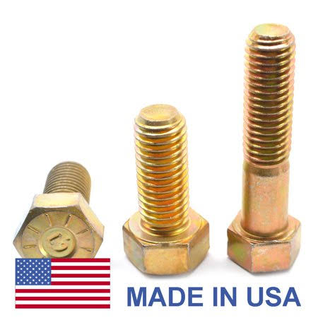1 inch-8 x 11 inch Grade 9 Hex Cap Screw Yellow Zinc Plated Pk 8 H4391