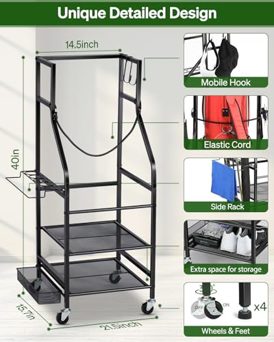 Golf Bag Storage Rack with Wheels C873