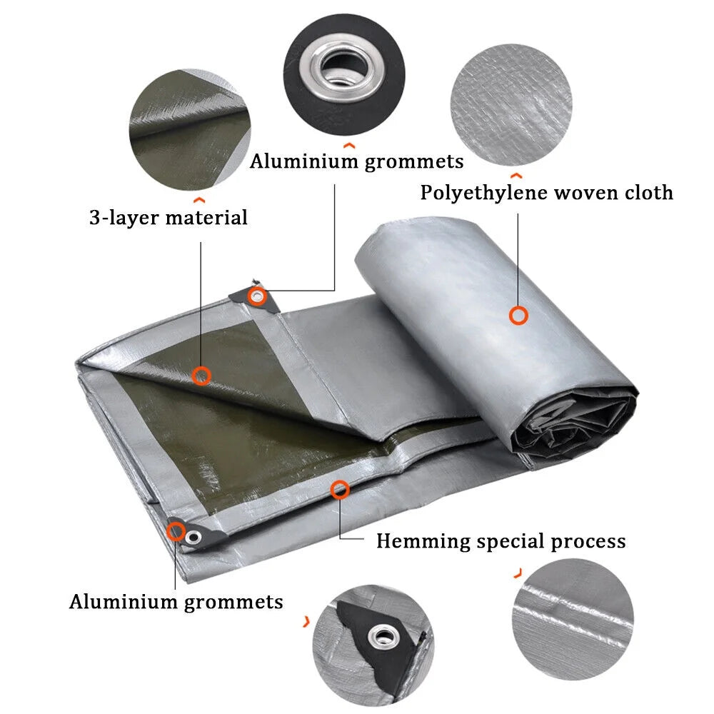 Gray Waterproof Heavy Duty Tarpaulin 13x19.6ft X3206