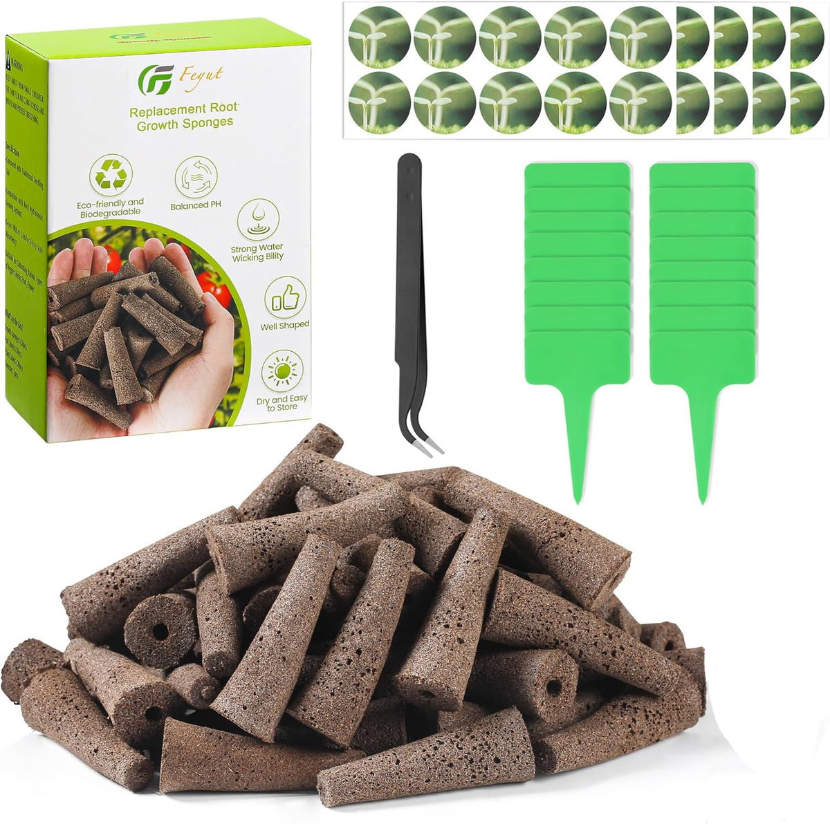 121 Pack Seed Starter Pods Kit with Grow Sponges, Pod Labels, Tweezers & Tags K469210