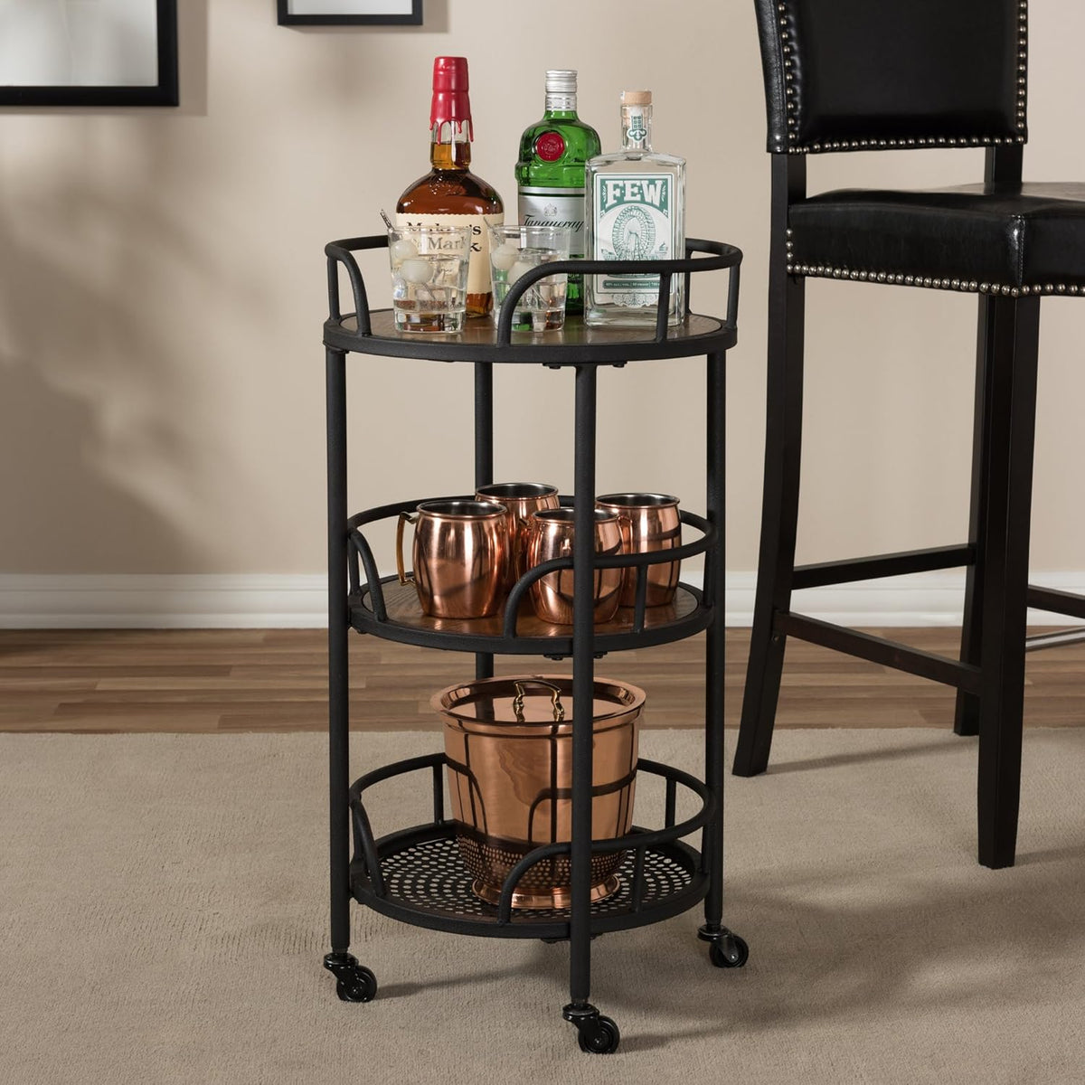 Black Walnut Brown Trolleys & Carts T76003