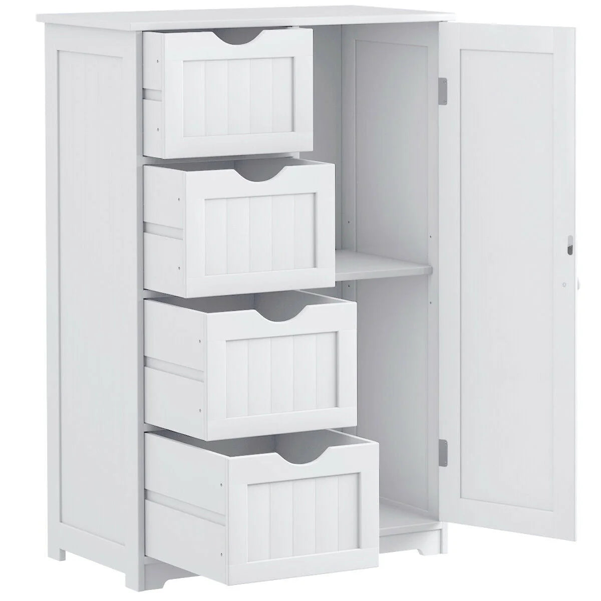 White 4 Drawer Wooden Bathroom Cabinet P8600
