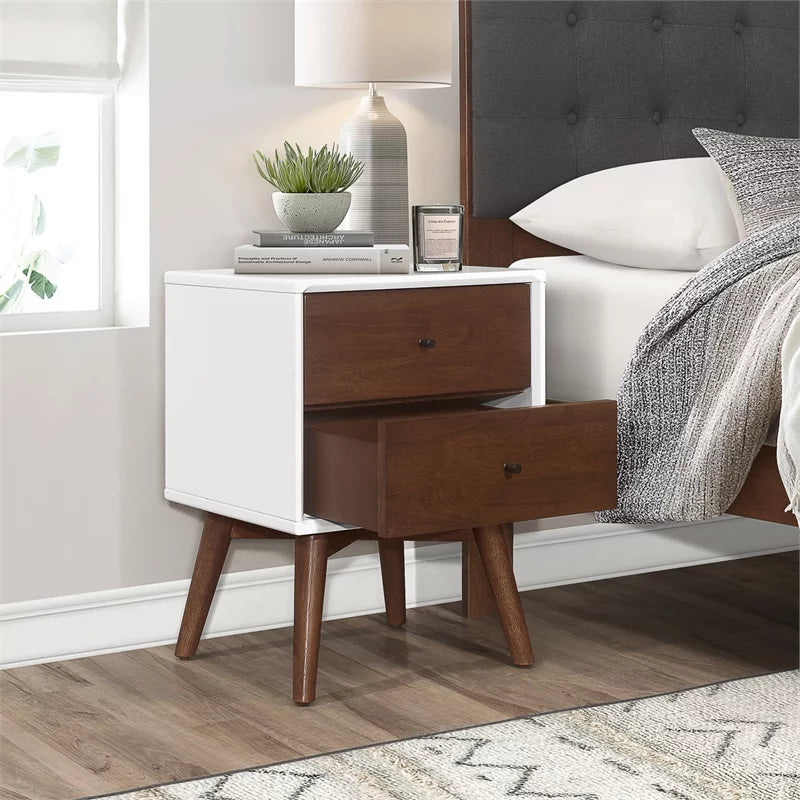 White Solid Wood Nightstand N106818