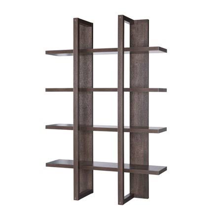Walnut Oak Brown 4-Shelf Bookcase Y60843