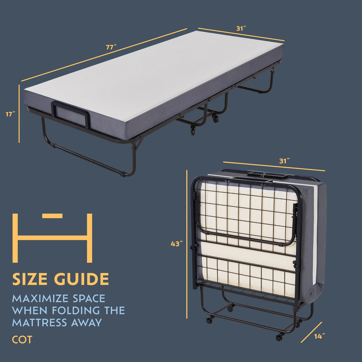 Folding Bed with Memory Foam Mattress U76572