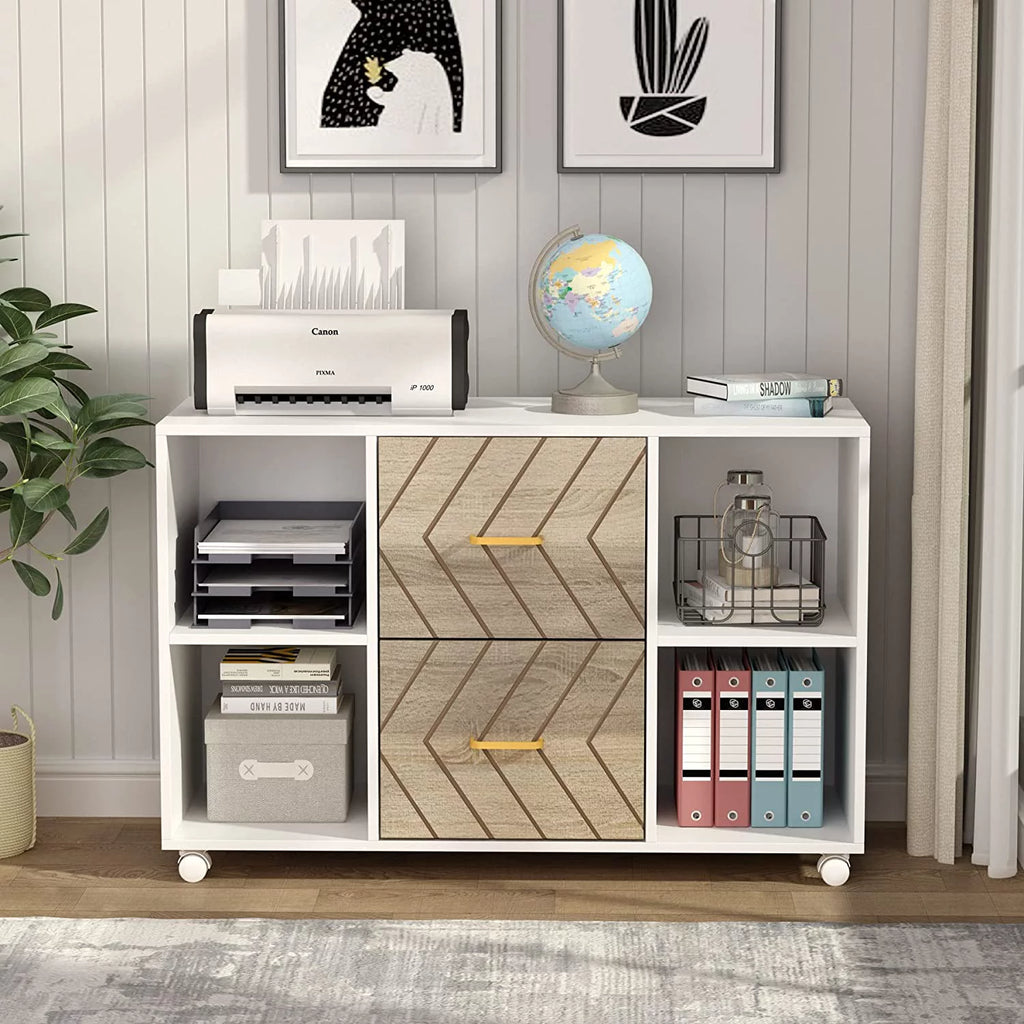 2 Drawer Wood File Cabinet with Wheels X249346