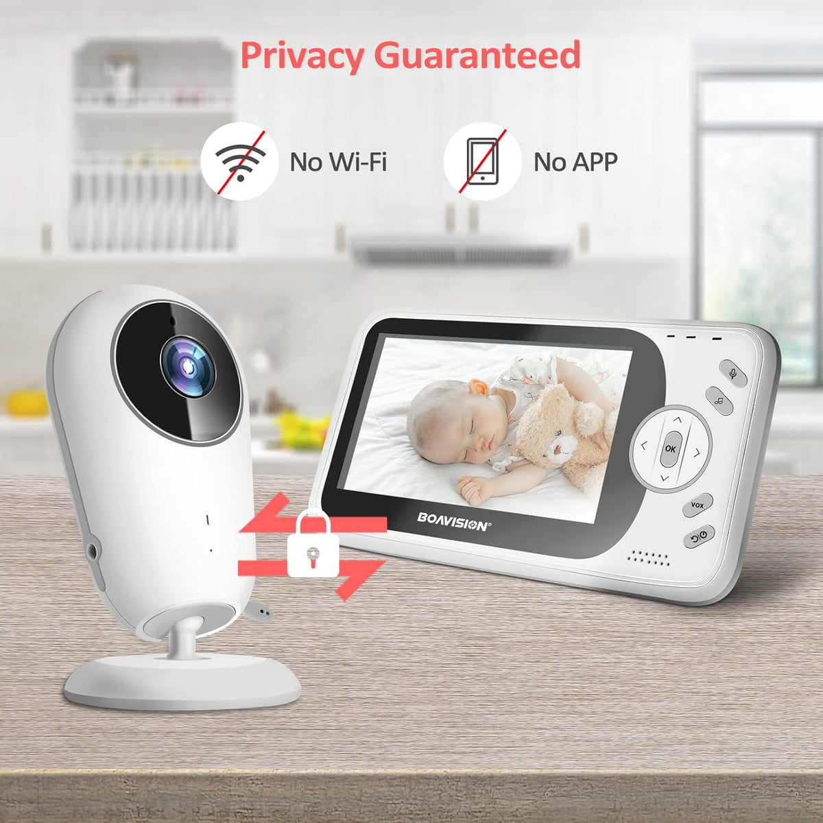 Video Baby Monitor with Camera and Audio, 4.3 inch IPS Screen, Night Vision T7318