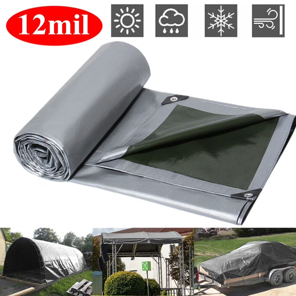 Gray Waterproof Heavy Duty Tarpaulin 13x19.6ft X3206