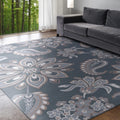 5' x 7' Gray and Cream Polypropylene Indoor Area Rug O793