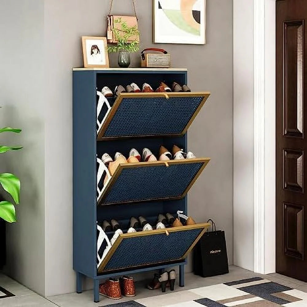 Metal Shoe Cabinet with 3 Flip Drawers M1120