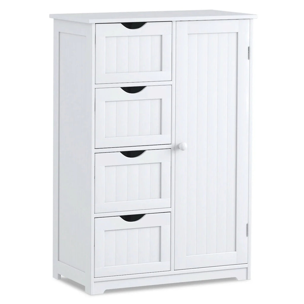White 4 Drawer Wooden Bathroom Cabinet P8600