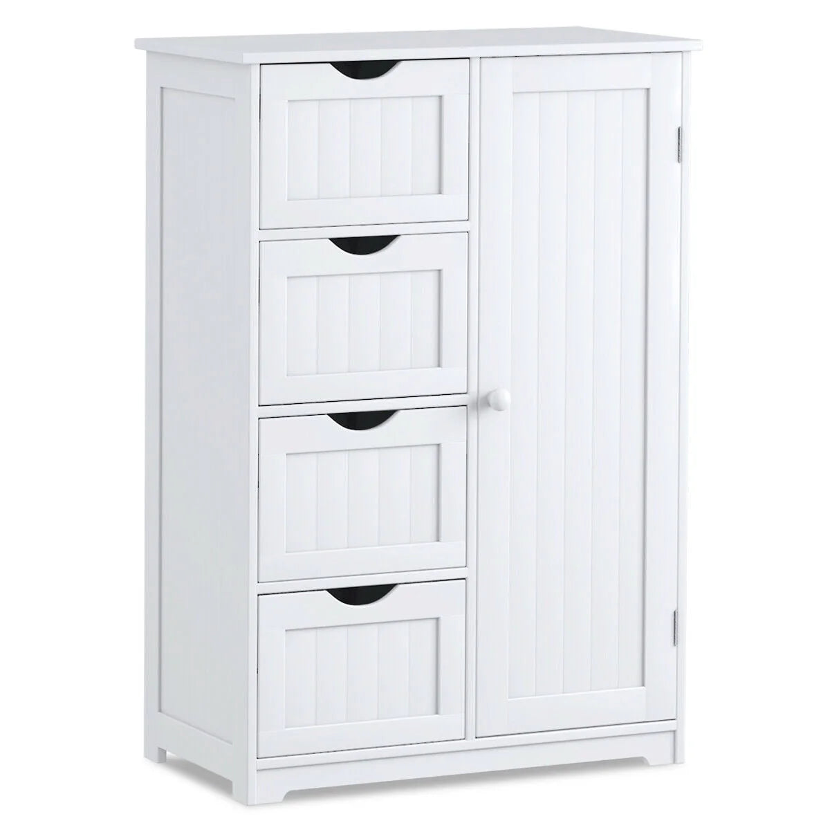 White 4 Drawer Wooden Bathroom Cabinet P8600