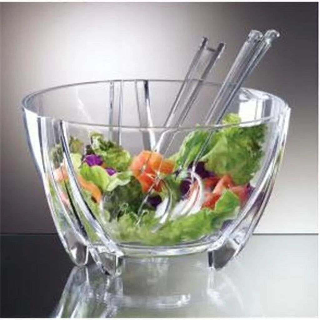 Clear Acrylic Salad Bowl with Servers R7230