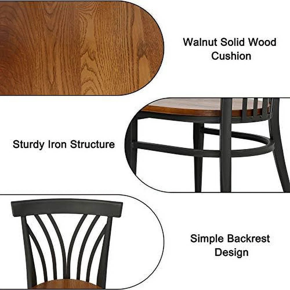Heavy Duty Wood Metal Dining Chairs Set of 2 L95056