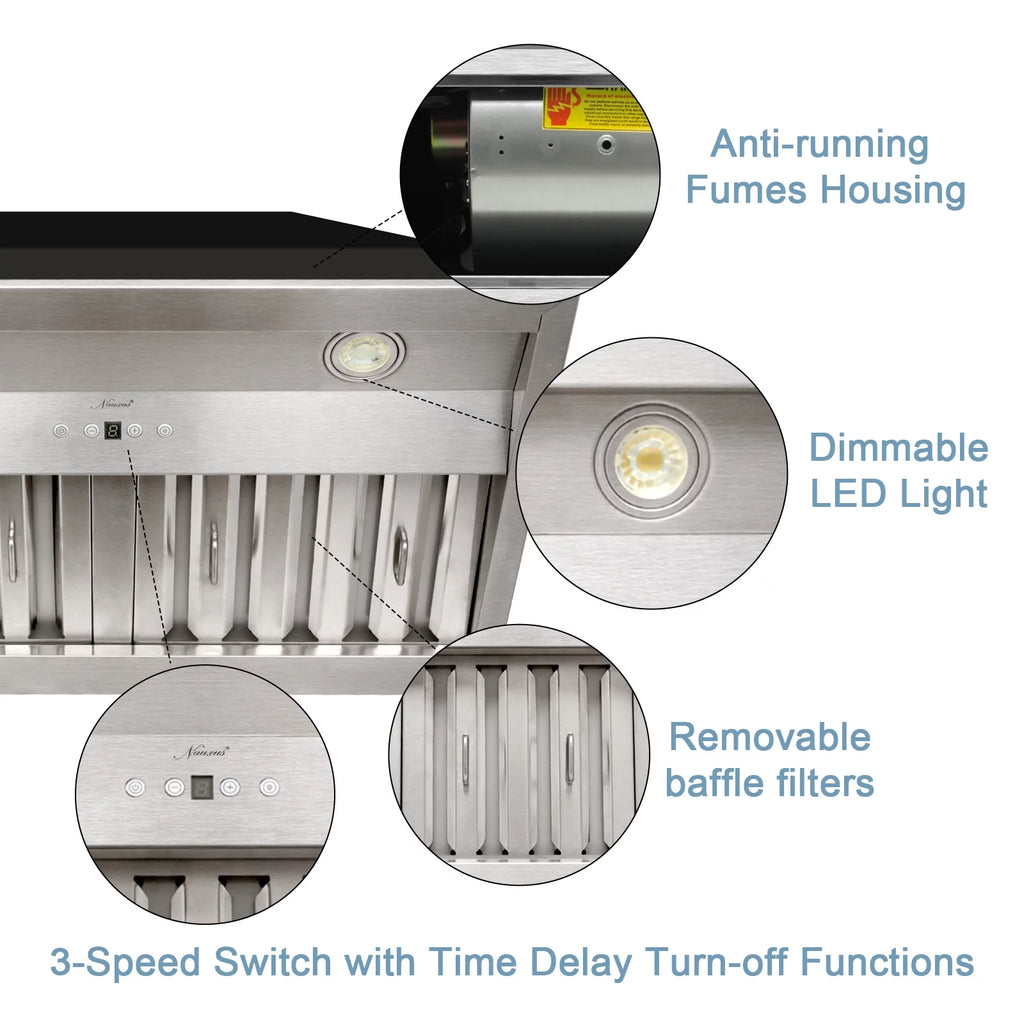 30 Inch Stainless Steel Ducted Range Hood Insert, 600 CFM O559