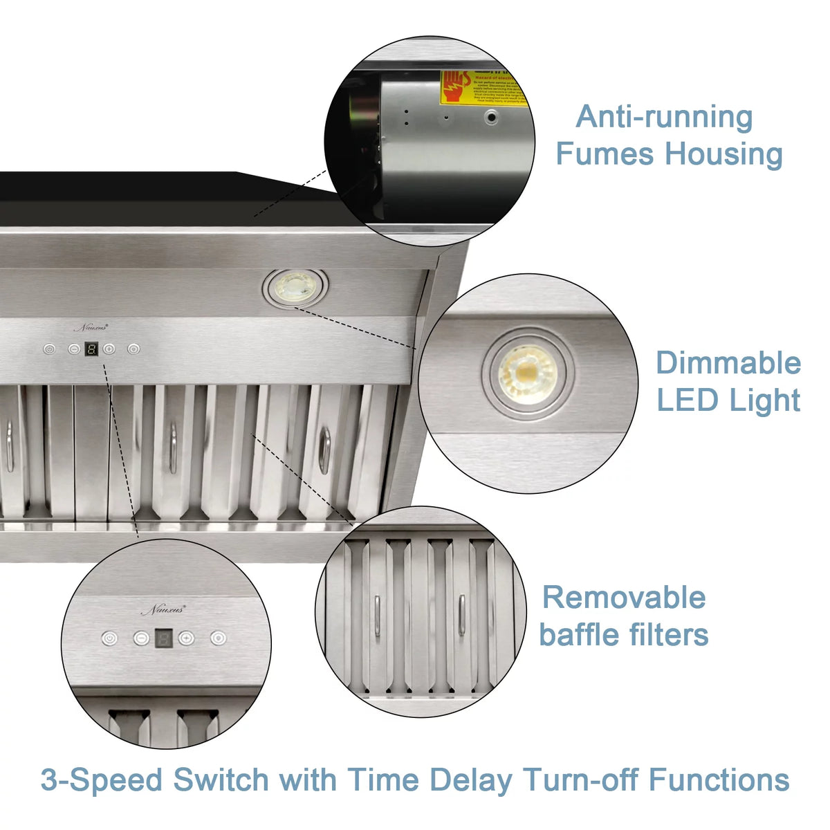 30 Inch Stainless Steel Ducted Range Hood Insert, 600 CFM O559