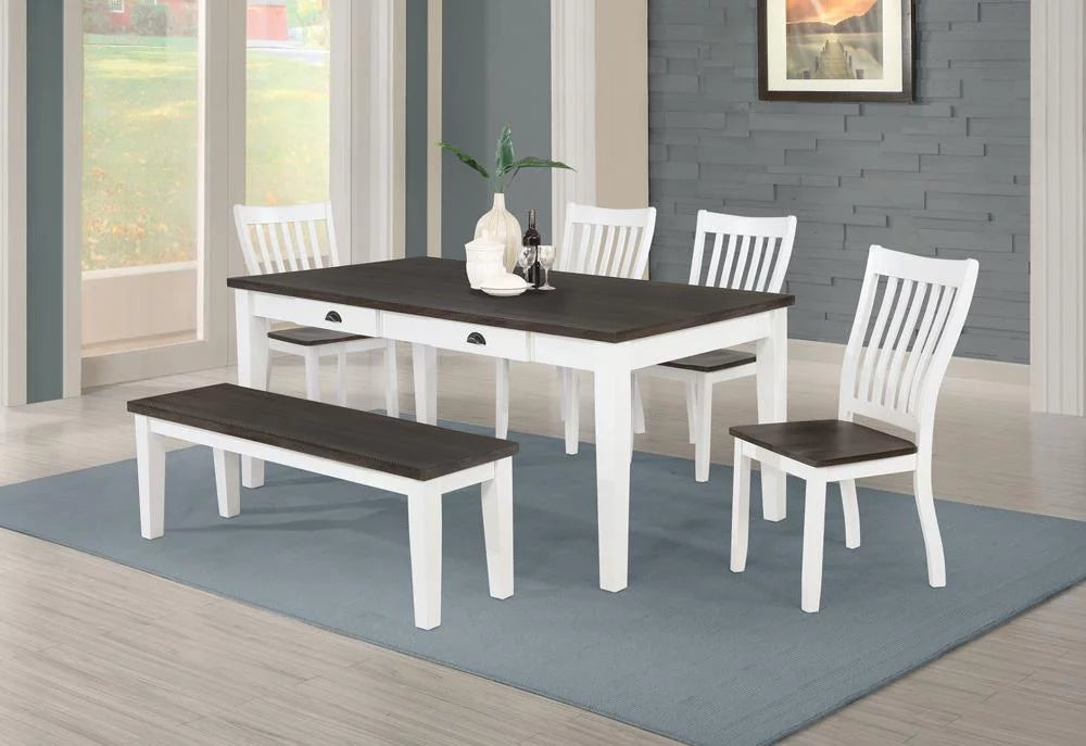 4-drawer Dining Table Espresso and White Y3415