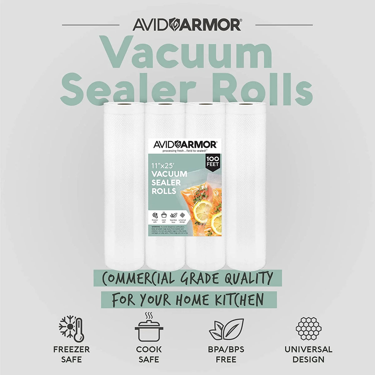 4 Pack 11"x25' BPA Free Vacuum Sealer Bags G91959
