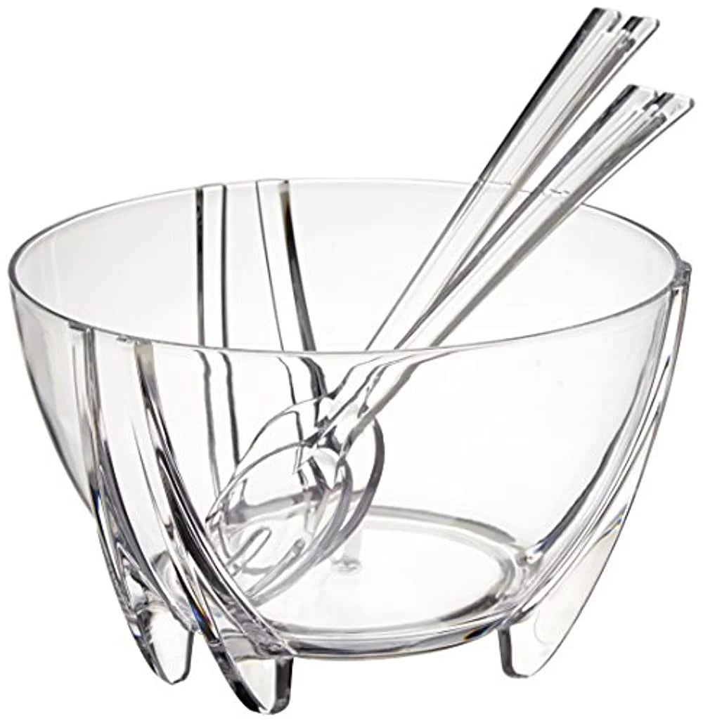 Clear Acrylic Salad Bowl with Servers R7230
