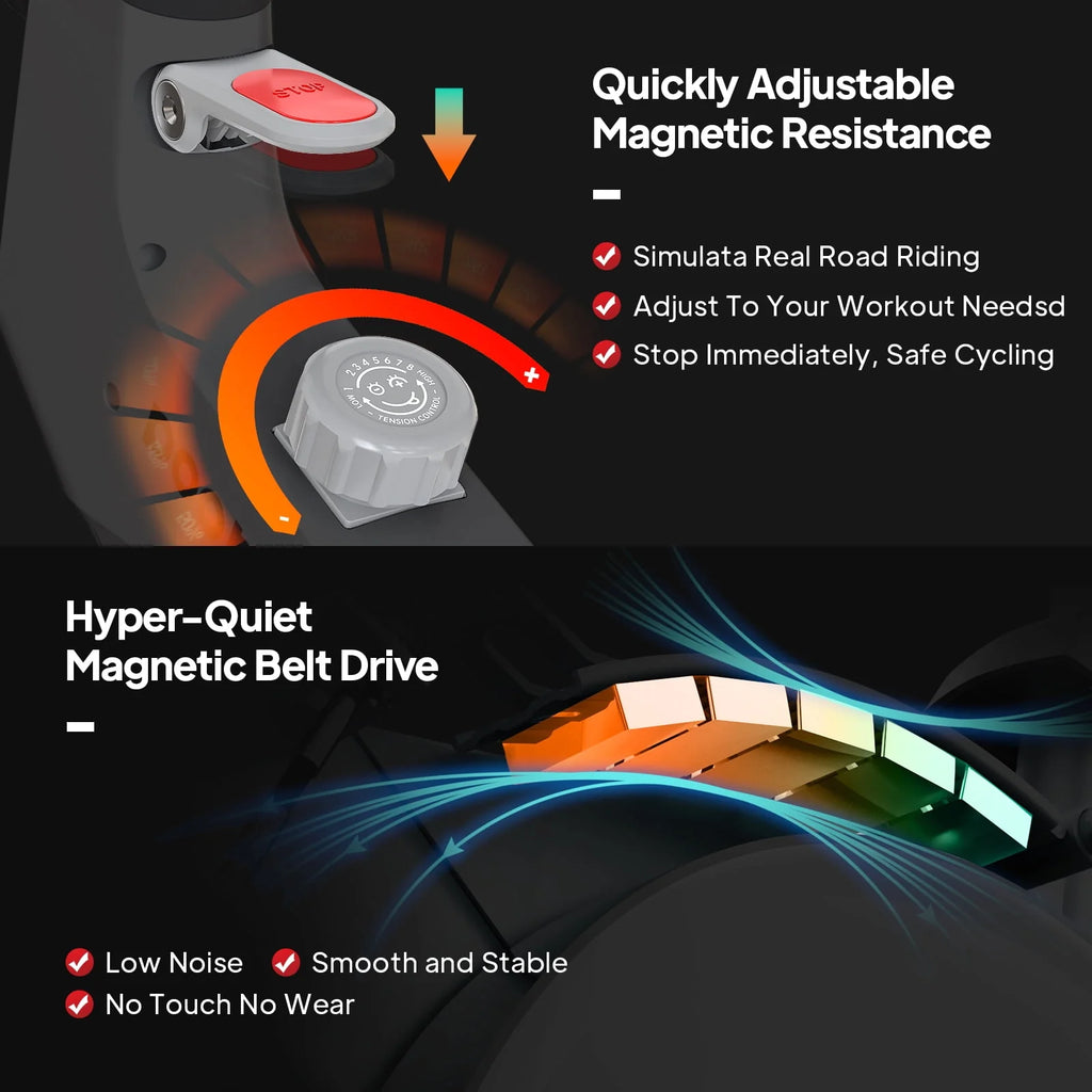 Indoor Cycling Bike Belt Drive Magnetic Stationary Exercise Bike 350lb K464180