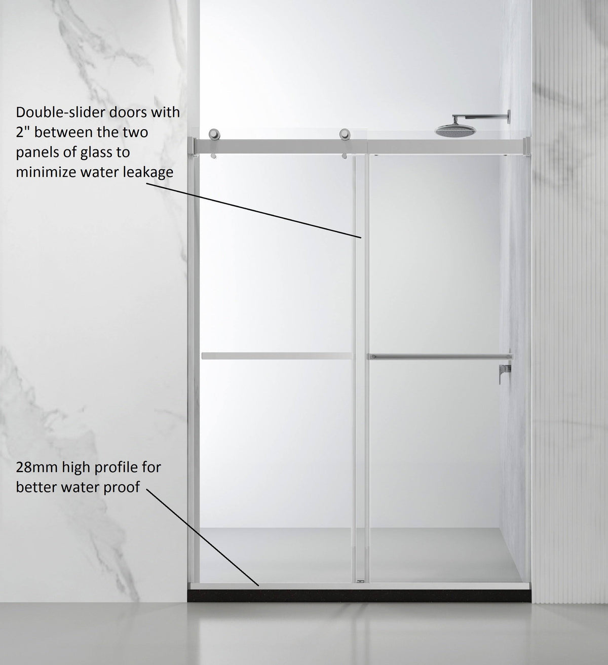 Chrome Double Sliding Frameless Shower Door E175891