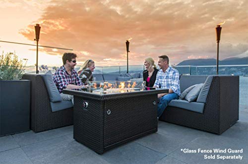 44" 50,000 BTU Propane Gas Fire Pit Table with Tempered Glass Top I995