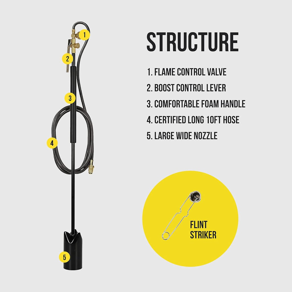 Propane Torch Weed Burner 500 000 BTU with Adjustable Flame Control L3522