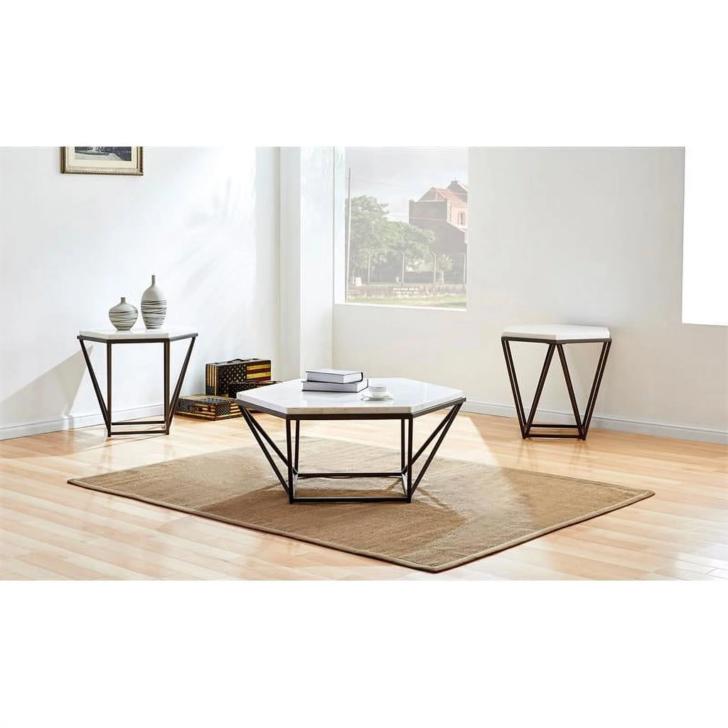 White Marble Top End Table U257