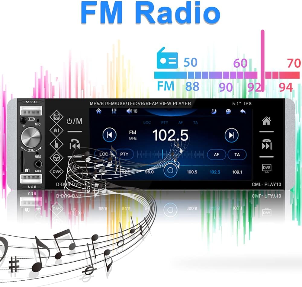 1 Din Bluetooth Touchscreen Car Stereo with Backup Camera E3081