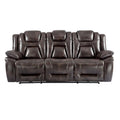 Brown Faux Leather Dual Power Sofa with Drop Down Table B661