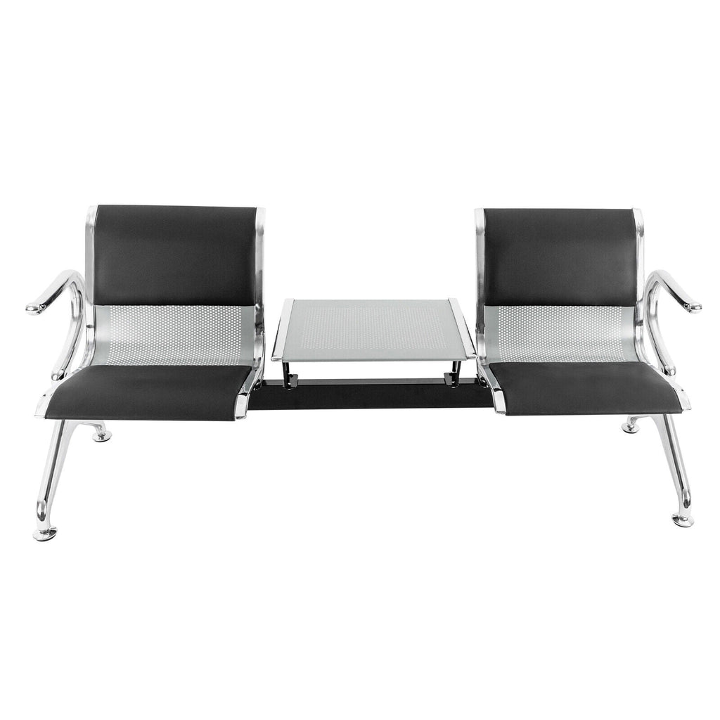 2 Seat PU Leather Reception Chairs with Table and Arms V4661