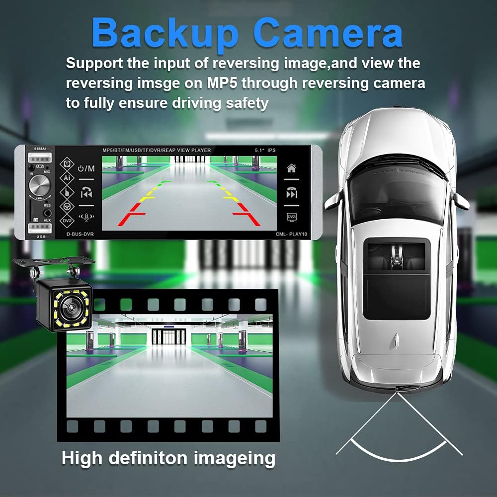 1 Din Bluetooth Touchscreen Car Stereo with Backup Camera E3081
