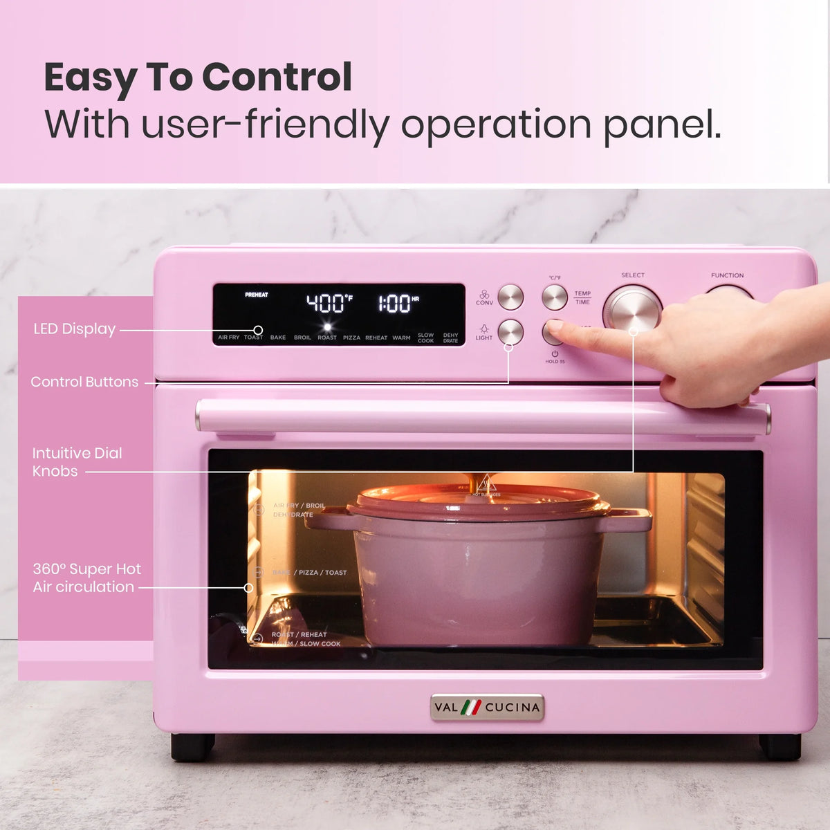 Pink Infrared Heating Air Fryer Toaster Oven T253