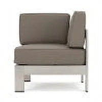 Silver and Khaki Outdoor Aluminum 11 Seater Sectional Sofa Set with Ottoman Y9175