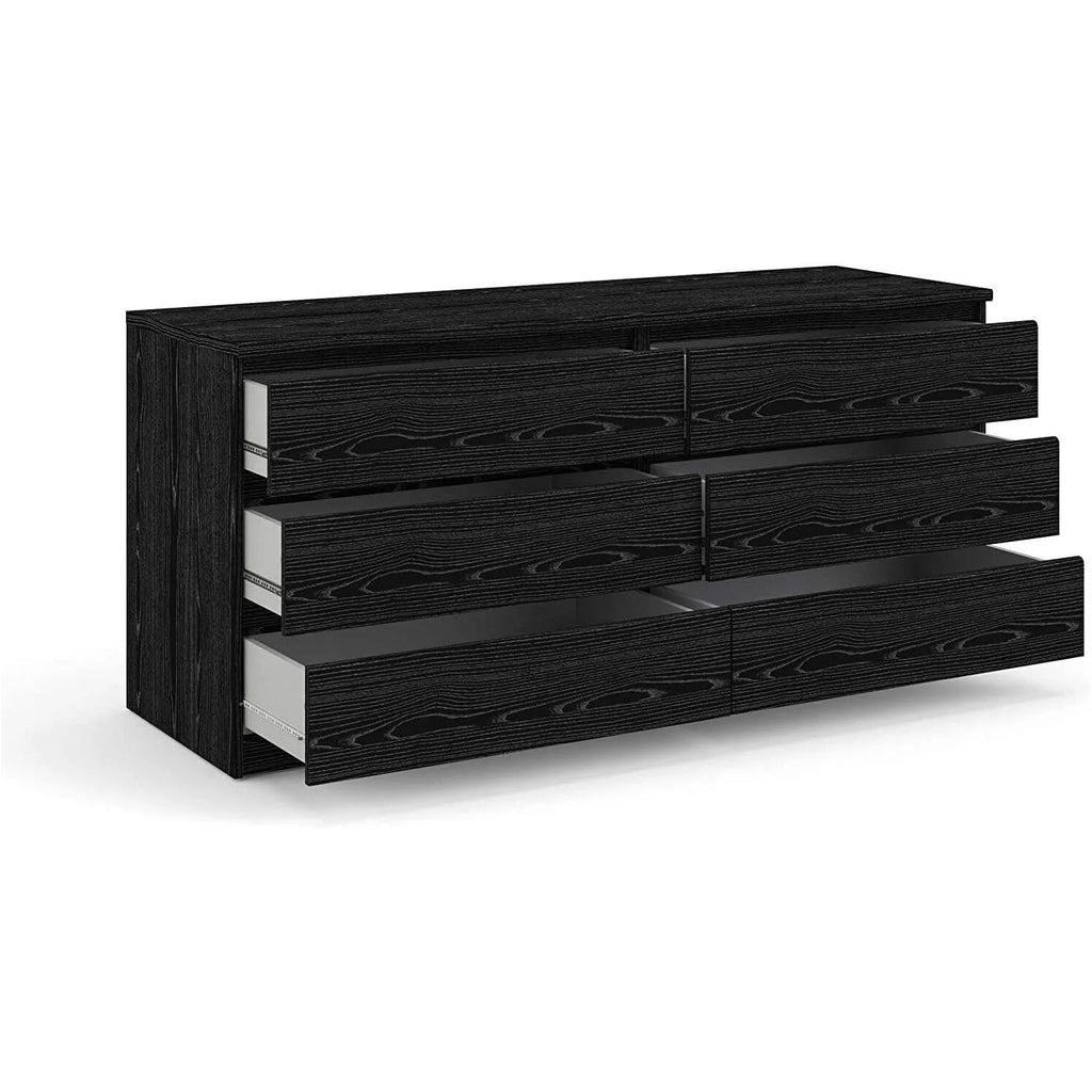 Black 6 Drawer Double Dresser C8024