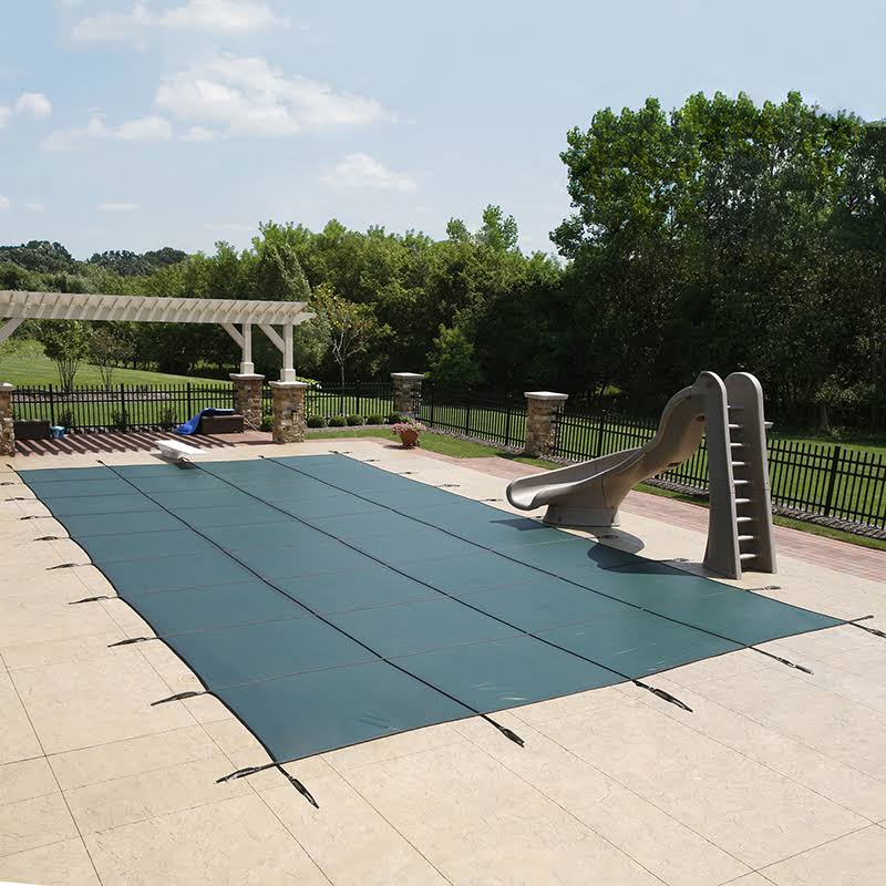 Blue 20-Year Ultra Light Solid Safety Cover for 14-ft x 28-ft Pool w/ Center End Step N456