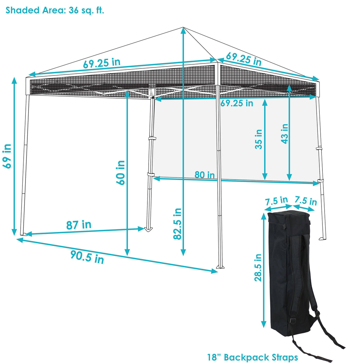 White Slant Leg Backpack Canopy B90344