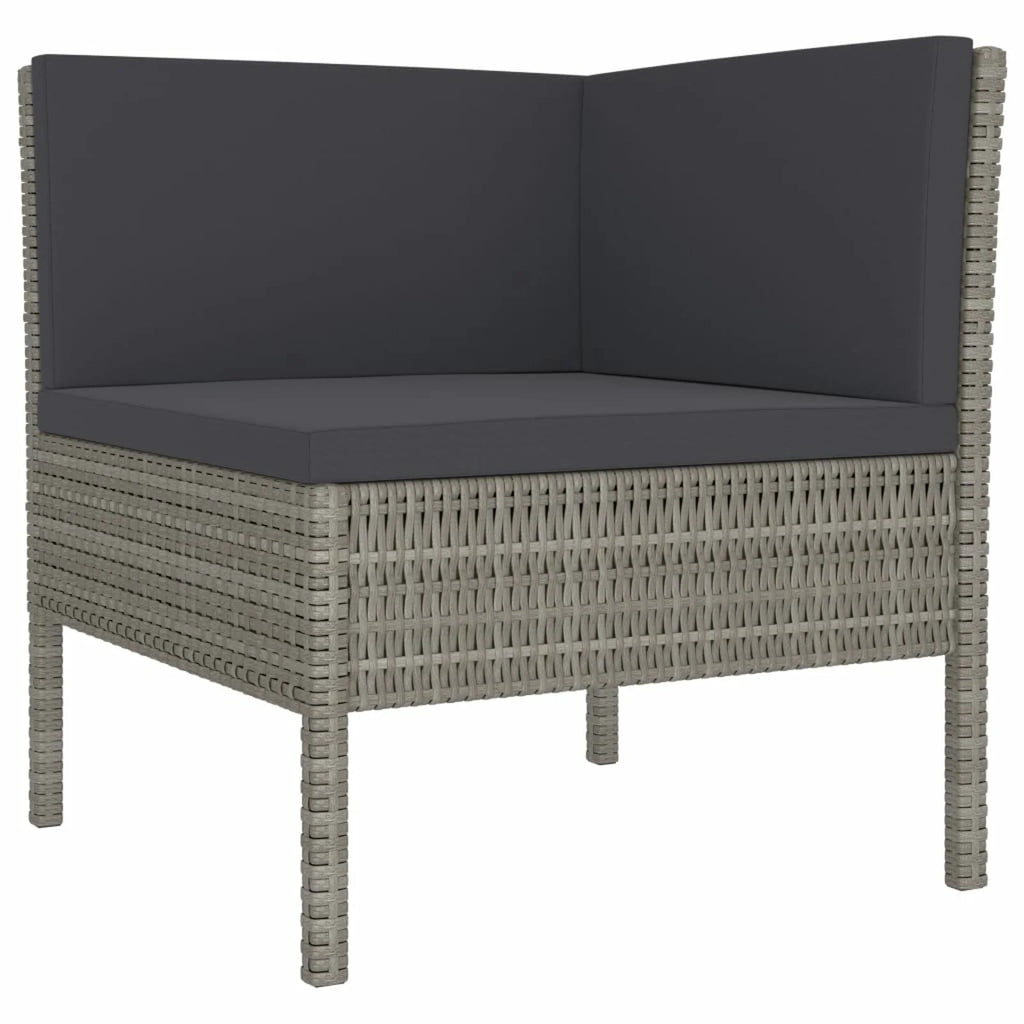 3 Piece Poly Rattan Outdoor Sectional Sofa Set with Cushions Steel Frame U467171