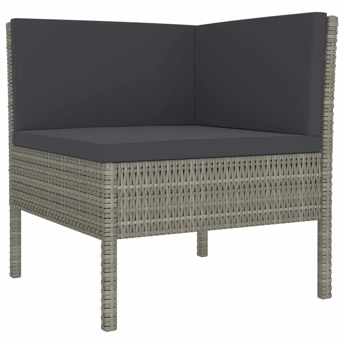 3 Piece Poly Rattan Outdoor Sectional Sofa Set with Cushions Steel Frame U467171