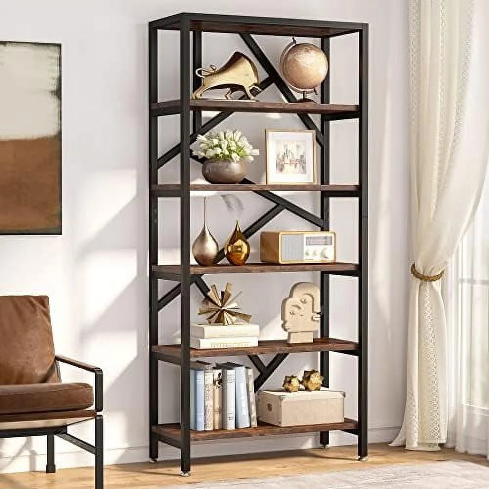 71 Inch 6 Tier White Wood Bookshelf W716