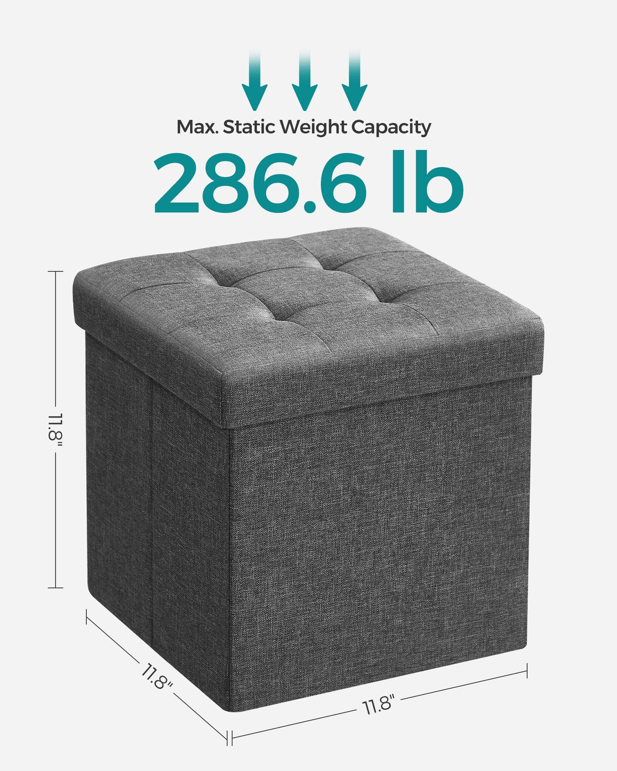 11.8" Dark Gray Storage Ottoman X5662