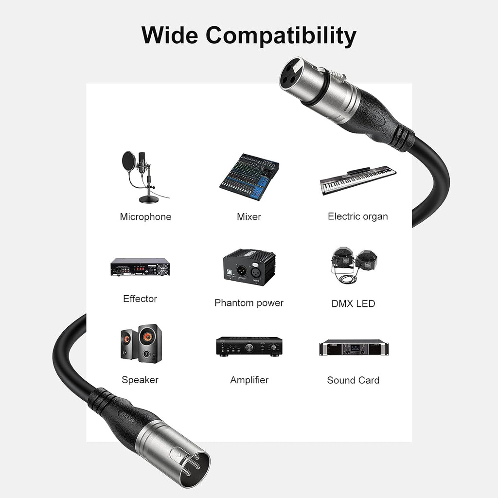 100 Ft XLR Microphone Cable, Black, Pack of 2 D39665