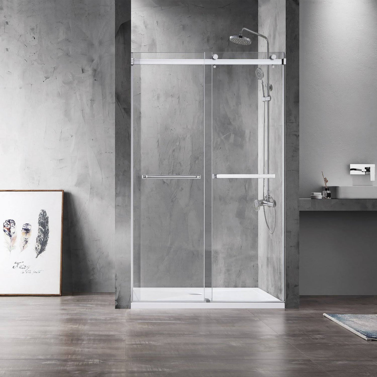 Chrome Double Sliding Frameless Shower Door E175891