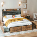 Queen Bed Frame with Upholstered Headboard and 4 Storage Drawers Z573