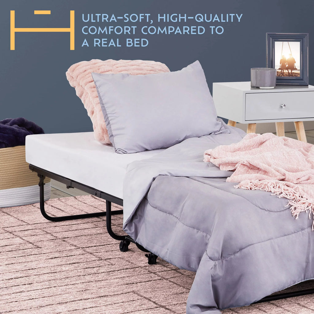 Folding Bed with Memory Foam Mattress U76572