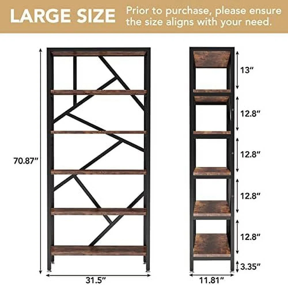 71 Inch 6 Tier White Wood Bookshelf W716