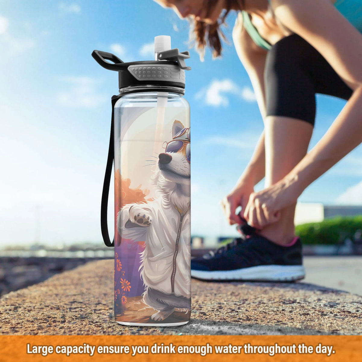 32oz Clear Tritan Sports Water Bottle with Straw S918