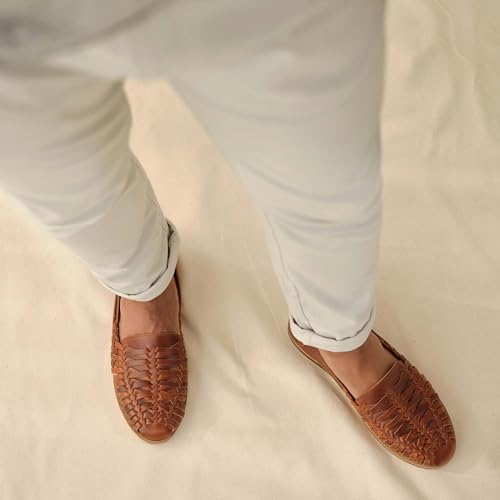 Men's Huarache Sandals Slip-On Handwoven Waterproof Leather A28495
